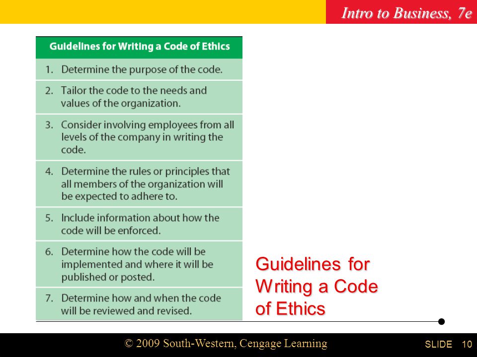 How to write a code of ethics